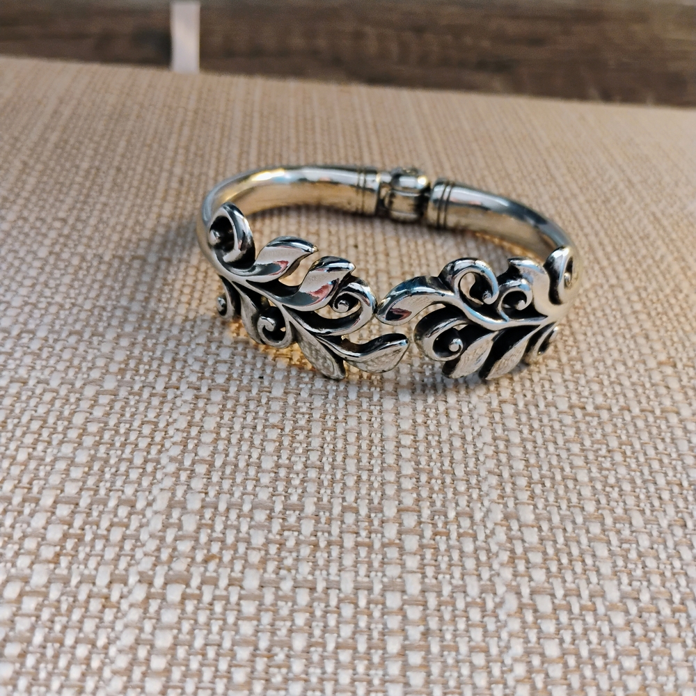 Macy's Silver and Black Ornate Bracelet